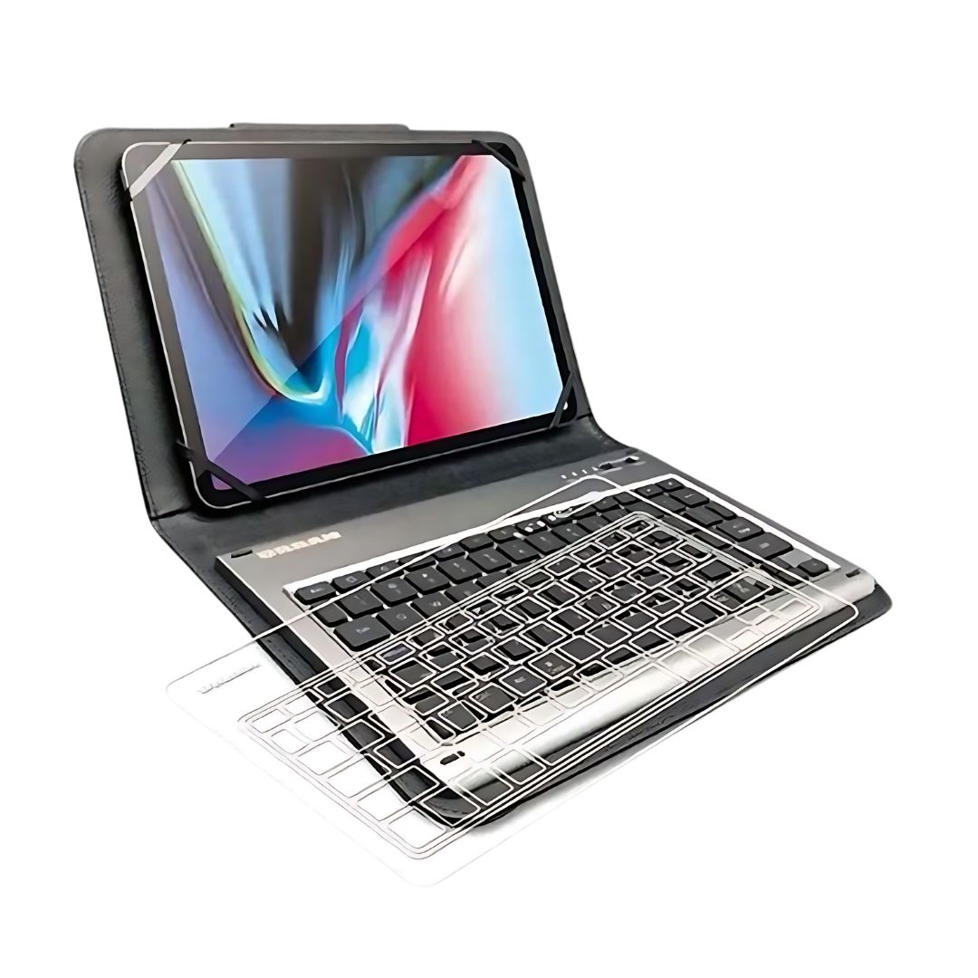 An Urban Universal Bluetooth Keyboard case 8-11" with a detachable keyboard cover and an additional keyboard protector, featuring a universal Bluetooth keyboard shown in a partially disassembled state.