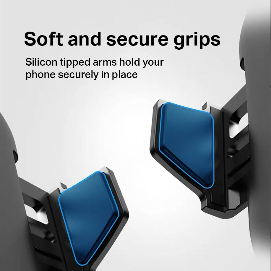 Soft and secure grips silicone tipped arms hold your Auto15 Universal Wireless Car Charger Kit by Urban in place.