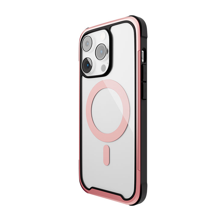 This stylish Urban Urban Edge Case iPhone 14 Series phone case provides both protection and style with a pink ring on the back.