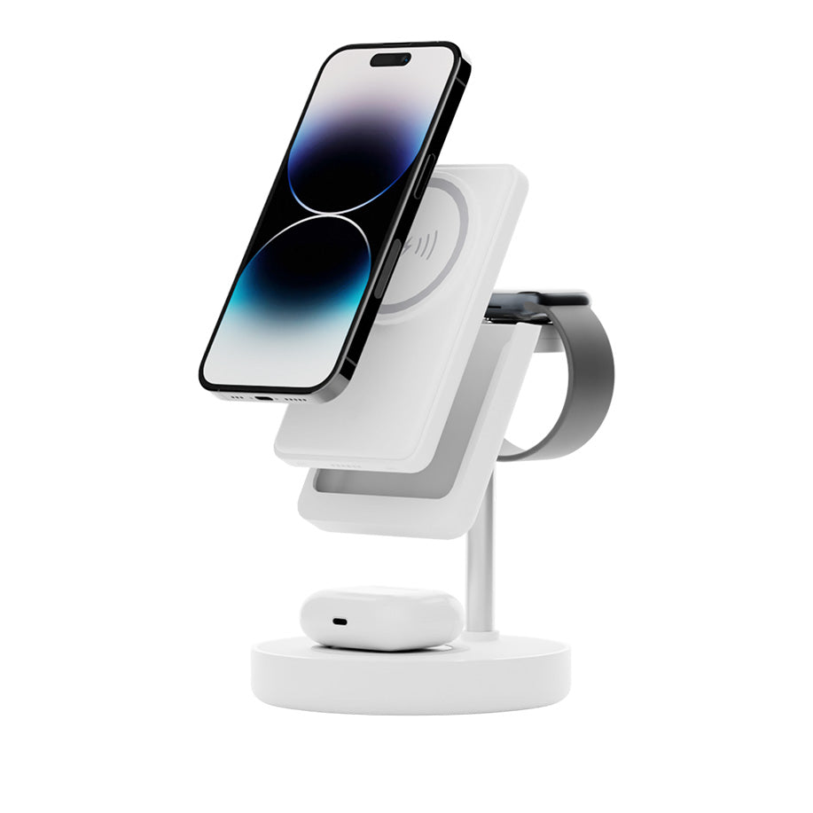 An Urban M6 Charging Station with Apple Watch & MagSafe charging stand with efficient charging capabilities.