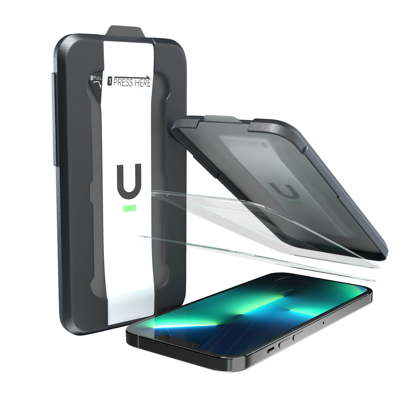 A phone with an Urban Diamond Glass Screen Protector iPhone 15 Series attached to it to enhance touch sensitivity.