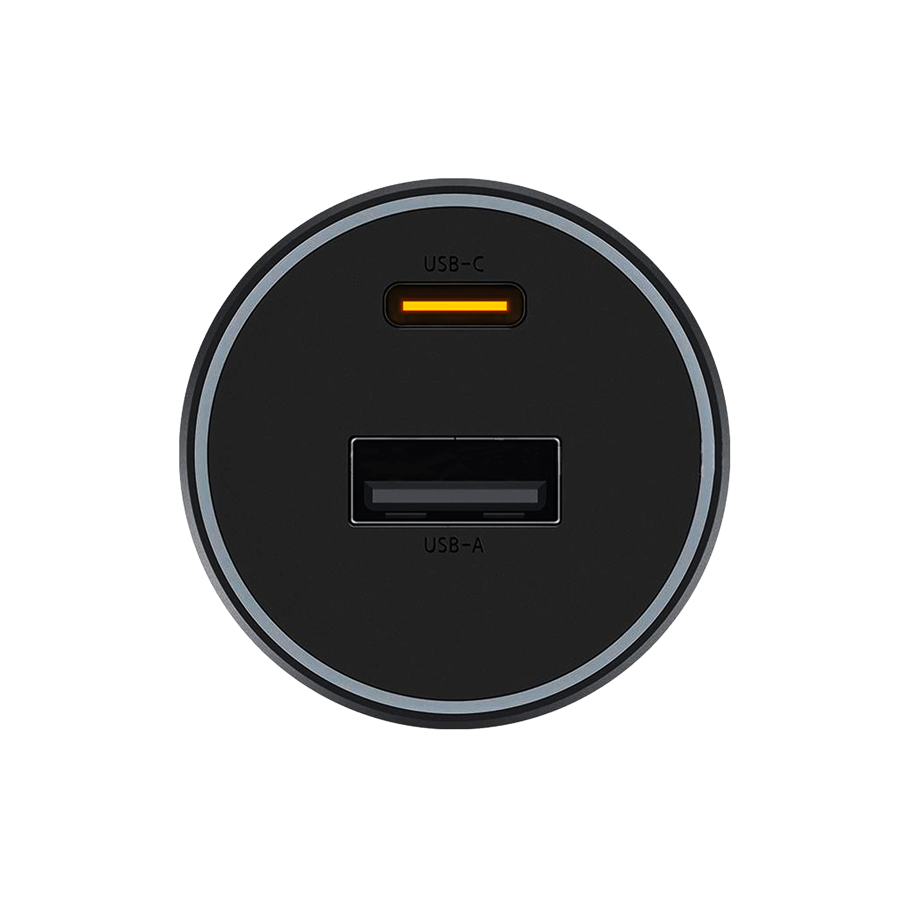 urbanist car charger showing two usb ports top usb-c port and one usb-a port